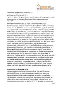Medienmitteilung Gebäudehülle Schweiz 06/2010 Dicker Dämmen