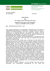 ANTRAG zur dringlichen B ehandlung unterst&uuml;tzt durch