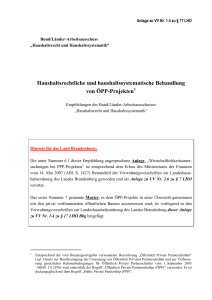 Haushaltsrechtliche und haushaltssystematische