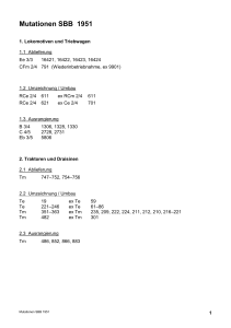 Mutationen SBB 1951 - Verein Rollmaterialverzeichnis Schweiz