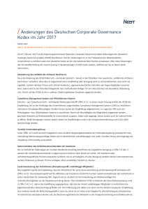 Änderungen des Deutschen Corporate Governance Kodex