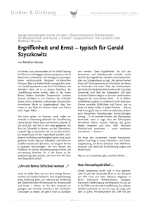 Ergriffenheit und Ernst – typisch für Gerald Szyszkowitz