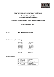 TEILPR&Uuml;FUNG ZUR BERUFSREIFEPR&Uuml;FUNG Themenstellung f&uuml;r