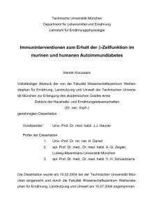 Immuninterventionen zum Erhalt der &beta;-Zellfunktion im