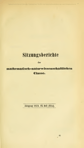 Sitzungsberichte der Mathematisch