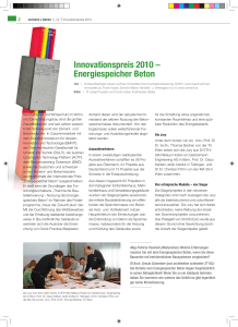 Innovationspreis 2010 &ndash; Energiespeicher Beton