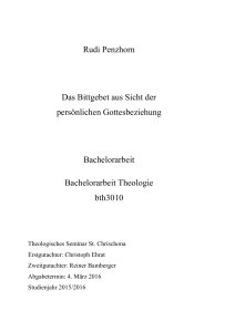 Bachelorarbeit: Das Bittgebet aus Sicht der persönlichen