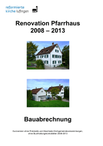 Renovation Pfarrhaus 2008 – 2013 Bauabrechnung