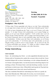 Predigttext: 1.Kor 15,12-19 Predigt: Osterhoffnung