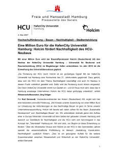 Holcim fördert Nachhaltigkeit des HCU