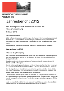 Jahresbericht 2012 - Heimatschutz Winterthur