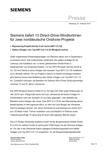 Presseinformation: Siemens liefert 13 Direct-Drive