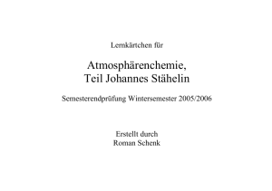 Atmosphärenchemie, Teil Johannes Stähelin