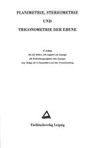 planimetrie, stereometrie und trigonometrie der ebene