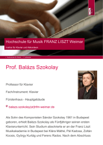 Prof. Balázs Szokolay - Hochschule für Musik FRANZ LISZT Weimar