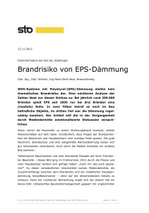 Sto-Fachinformation: Brandrisiko von EPS-Dämmung
