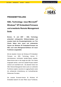 PRESSEMITTEILUNG IGEL Technology: neue Microsoft® Windows