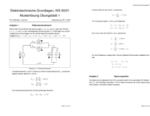 Elektrotechnische Grundlagen, WS 00/01 Musterlösung Übungsblatt 1