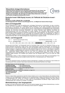 Wesentliche Anlegerinformationen Deutsche Invest I ESG