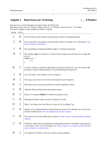 Aufgabe 1 Basiswissen zur Vorlesung (__ /8 Punkte