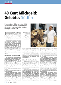 40 Cent Milchgeld: Gelobtes Südtirol