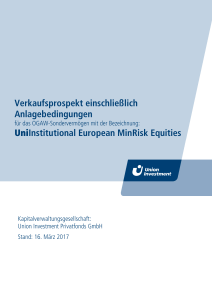 Verkaufsprospekt UniInstitutional European MinRisk Equities