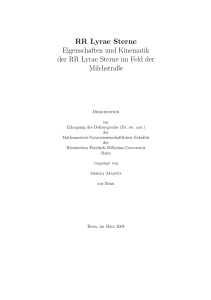 RR Lyrae Sterne: Eigenschaften und Kinematik der RR