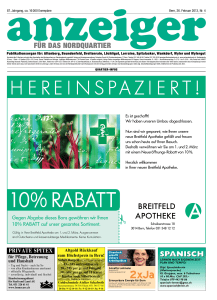 10% RAbATT - Anzeiger f&uuml;r das Nordquartier