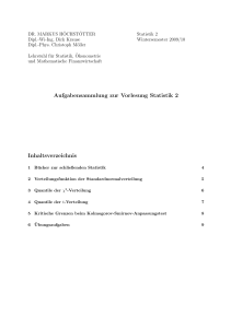 Aufgabensammlung zur Vorlesung Statistik 2 Inhaltsverzeichnis