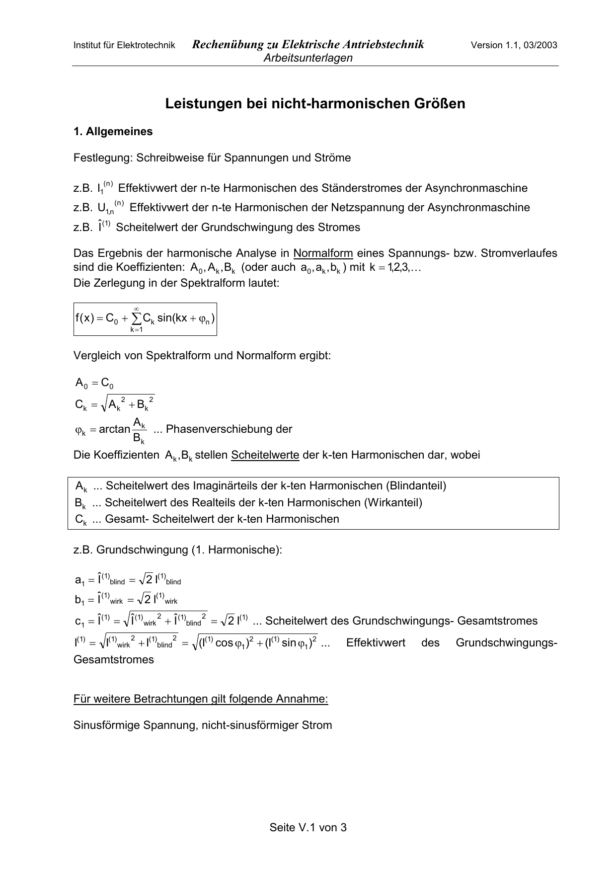 Leistungen Bei Nicht Harmonischen Grossen