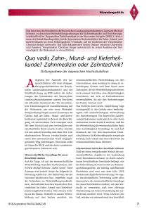 Quo vadis Zahn-, Mund - Bayerisches Zahnärzteblatt