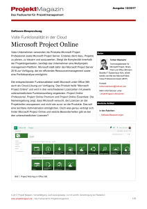 Volle Funktionalität in der Cloud. Microsoft Project