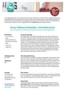 Senior Software-Entwickler / Architekt (m/w)