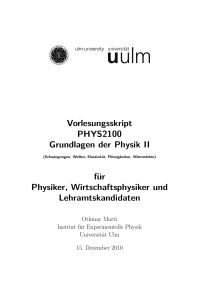 Vorlesungsskript PHYS2100 Grundlagen der Physik II für Physiker