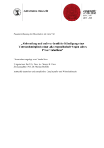 &bdquo;Abberufung und au&szlig;erordentliche K&uuml;ndigung eines