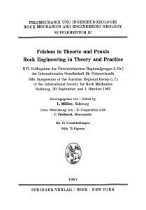 Felsbau in Theorie und Praxis Rock Engineering in Theory and