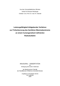 Leistungsfähigkeit bildgebender Verfahren zur Früherkennung des