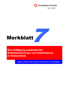 Merkblatt der Bundesagentur für Arbeit zur Beschäftigung