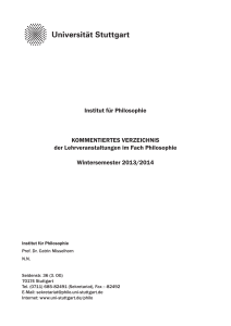 Institut für Philosophie KommentIertes VerzeIchnIs der