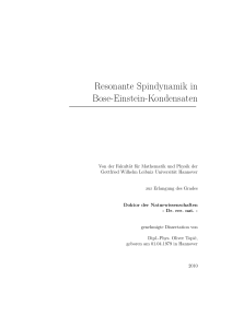 Resonante Spindynamik in Bose-Einstein-Kondensaten