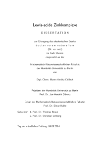 Lewis-acide Zinkkomplexe DISSERTATION zur Erlangung des