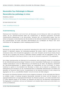 Reversible Tau-Pathologie in Mäusen Reversible tau pathology in