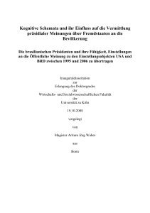 Kognitive Schemata und ihr Einfluss auf die Vermittlung pr&auml;sidialer