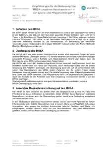 Empfehlungen für die Betreuung von MRSA