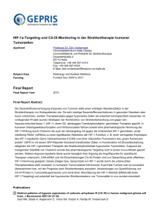 Final Report HIF-1a-Targeting und CA-IX-Monitoring - gepris