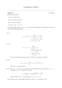Lösungsskizze zu Blatt 6 Aufgabe 1: (5 Punkte) Wir zeigen zunächst