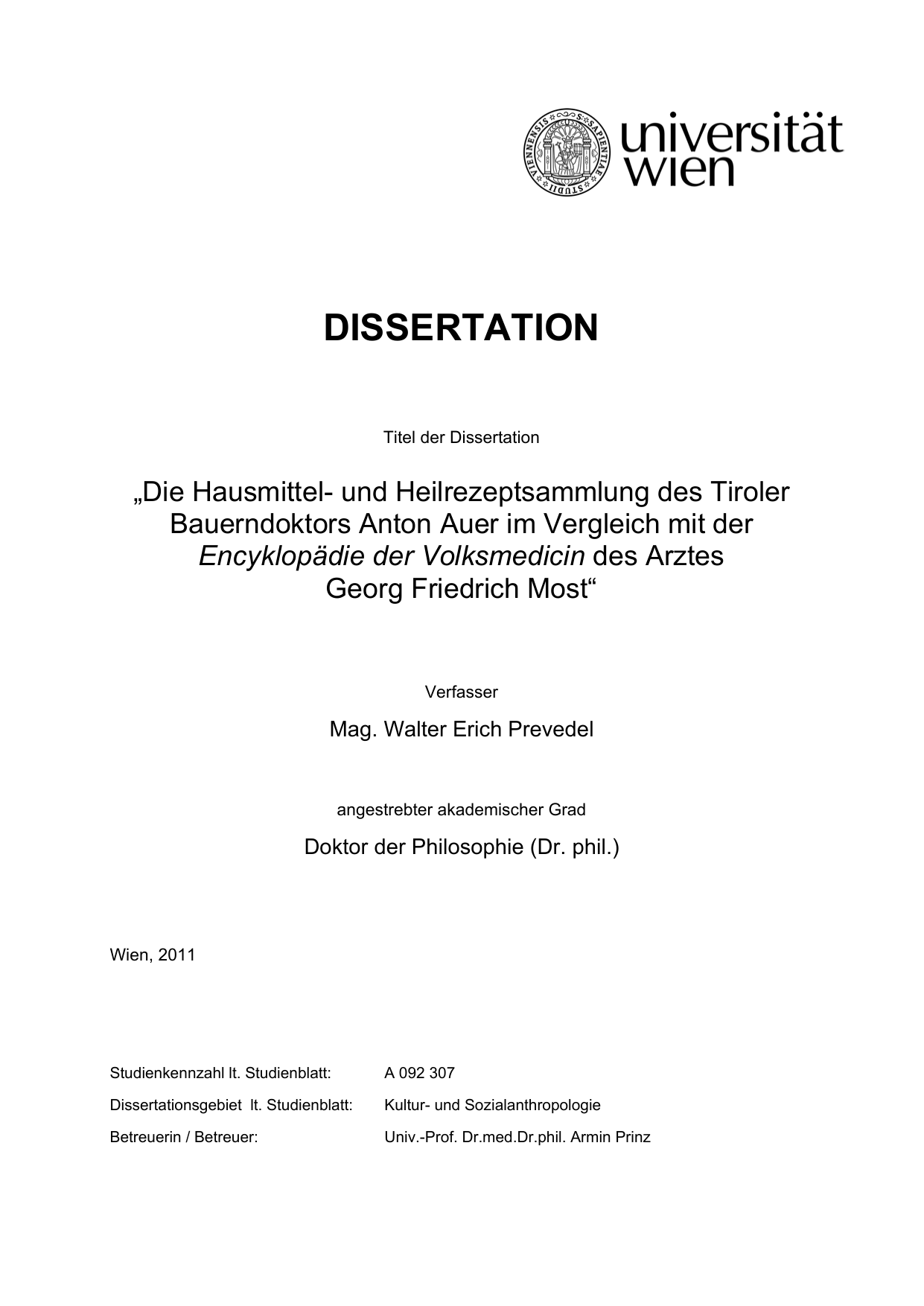 uni wien dissertation formatierung