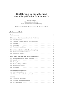 Einführung in Sprache und Grundbegriffe der Mathematik