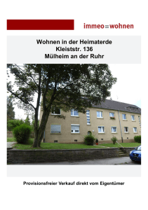 Wohnen in der Heimaterde Kleiststr. 136 Mülheim an der
