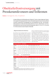 Oberkieferfrontversorgung mit Presskeramikveneers und Teilkronen